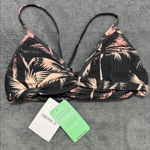 Forever 21 Black and Pink Tropical Bralette